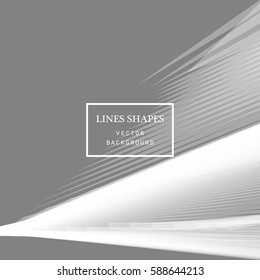 Modern technology striped abstract background with copy space vector. White grey geometric grid stripes waves lines dynamic for presentation, banner, brochure, poster, website, and flyer design 