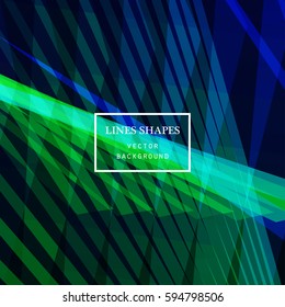 Modern technology striped abstract background with copy space vector. Blue green geometric grid stripes direct lines dynamic for presentation, banner, brochure, poster, website, and flyer design