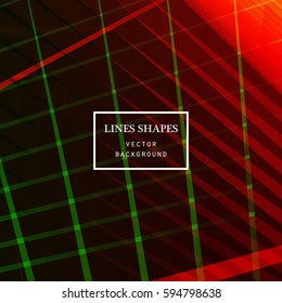 Modern technology striped abstract background with copy space vector. Red green geometric grid stripes direct lines dynamic for presentation, banner, brochure, poster, website, and flyer design