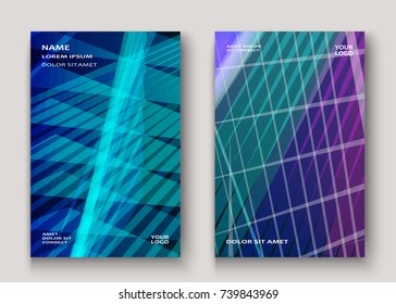 Modern technology striped abstract covers design blue. Neon lines background frame. Trendy geometric template vector illustration for Cover Report Catalog Brochure Flyer Poster Banner Card