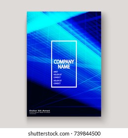 Modern technology striped abstract covers design blue. Neon lines background frame. Trendy geometric template vector illustration for Cover Report Catalog Brochure Flyer Poster Banner Card