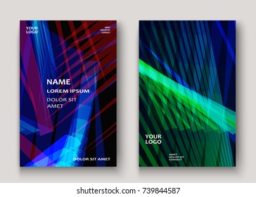 Modern technology striped abstract covers design. Neon lines background frame blue green. Trendy geometric template vector illustration for Cover Report Catalog Brochure Flyer Poster Banner Card