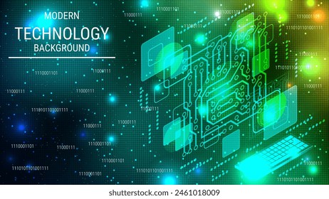 Moderne Technologie Stil Vektorgrafik Hintergrund. Design für Präsentation, Diashow, Zielseite, Flyer, Banner, Karte, Broschüre