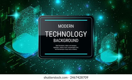 Modern technology style vector background. Design for presentation, slideshow, landing page, flyer, banner, card, booklet