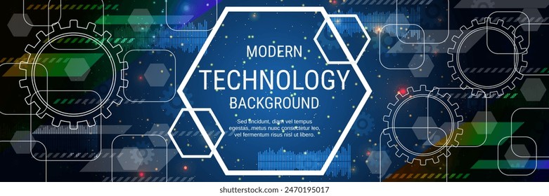 Modern technology style vector banner design template