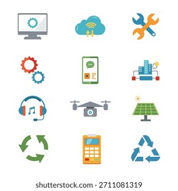 Modern Technology and Sustainability Icon Set