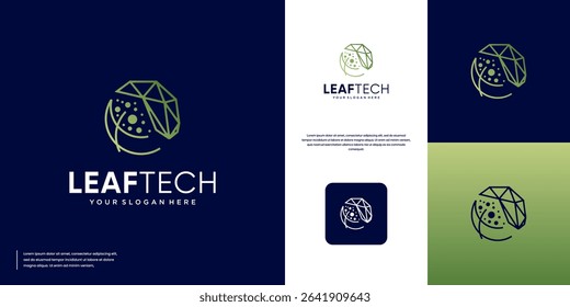 Modern technology symbol with abstract style of electrical connection network, green energy, education science, vector design template.
