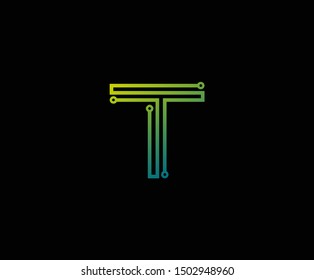 Modern Technology T Letter Logo Icon, Digital Connection Logo Concept.