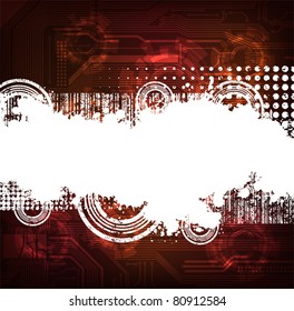 Modern technology theme background with grungy banner. eps10 layered vector.