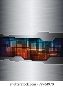 Modern technology theme vector banner with brushed metal texture. eps10 vector