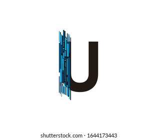 Modern Technology U Letter, Data Digital U Logo Icon.