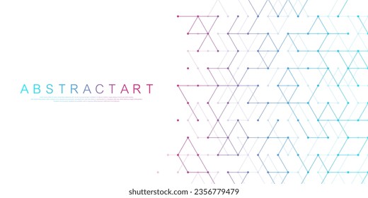 Modern technology vector illustration with square grid. Technology banner template cubes texture. Digital geometric abstraction with lines and dots