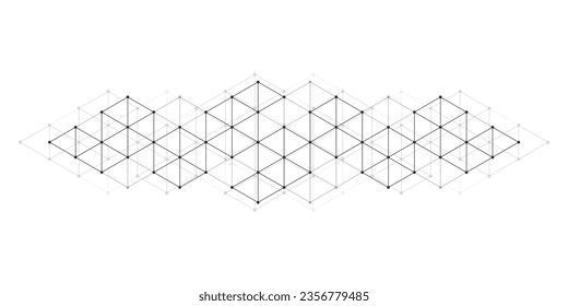 Modern technology vector illustration with square grid. Technology banner template cubes texture. Digital geometric abstraction with lines and dots