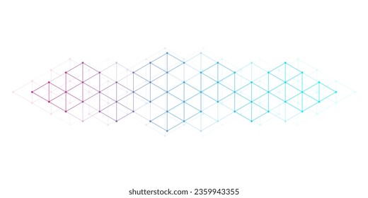Modern technology vector illustration with square grid. Technology banner template cubes texture. Digital geometric abstraction with lines and dots