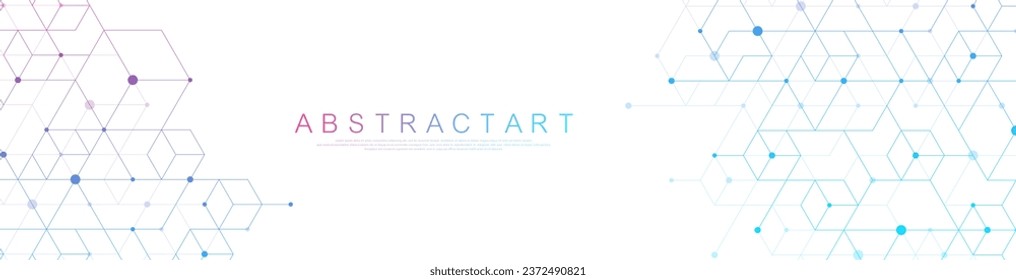 Ilustración vectorial de tecnología moderna con rejilla cuadrada. La plantilla de banner de tecnología cubra la textura. abstracción geométrica digital con líneas y puntos
