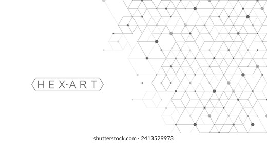 Moderne Technologie, Vektorgrafik mit quadratischem Raster. Technologie-Banner-Vorlage würfelt Textur. Digitale geometrische Abstraktion mit Linien und Punkten.