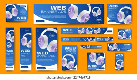 Conjunto de diseño de plantillas de Banner Web de tecnología moderna. disposición horizontal, vertical, cuadrada y banners.