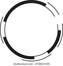 Modern Tech-Style Circular Frame - Minimalist Black Geometric Ring Graphic