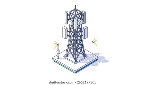 Moderna torre de telecomunicações com avançados sistemas de antenas que fornecem conectividade de rede wireless