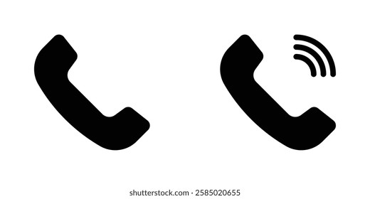 Modern telephone icon. Vector mobile phone icon. Isolated black phone symbol.