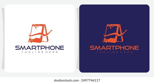 Logotipo de teléfono moderno. Tecnología empresarial de medios de aplicación de dispositivos.