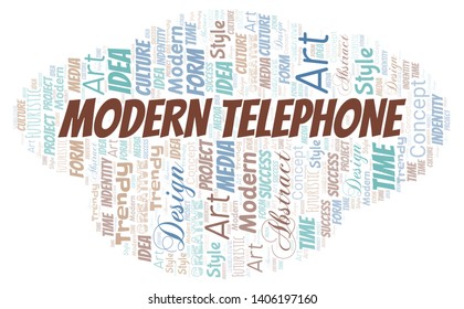 Modern Telephone word cloud. Wordcloud made with text only.
