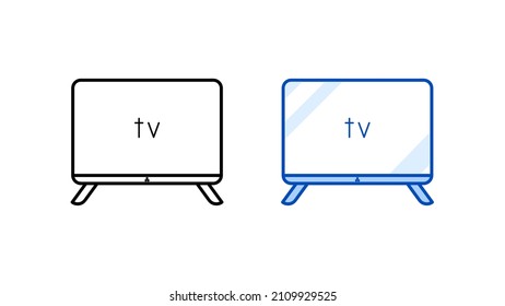 Modern television icon set. Linear and colored icon from Modern simple flat screen collection. ready as a template. Download simple linear smart monitor vector. white background.