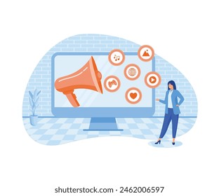 Modern television technology metaphors set. flat vector modern illustration 