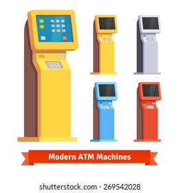 Modern teller ATM machine. Flat style vector illustration.