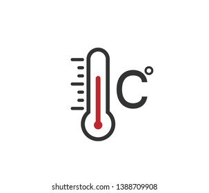 Icono del termómetro de temperatura moderna sobre fondo blanco 