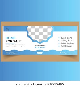 modern template, in blue color, and perfect for creative professional business face book cover