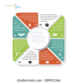 Modern template for business project or presentation with eight segments. Vector illustration can be used for web design, workflow or graphic layout, diagram, education