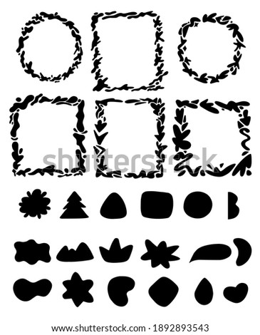 Modern template collection. poster shape minimal.Trenty ornate doodle. decorative border.illustration digital.Hand Drawn Design Elements,prints,social media,banners,invitations,branding.Organic Shapes