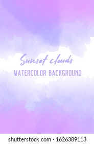 Modern template with colorful lavender watercolour background . Bright vector illustration.  Colorful wallpaper  . 