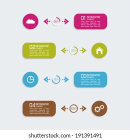 Modern template with colorful volume elements of infographics. 