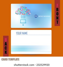 Modern Template computer idea with social network icons Business-Card Set
