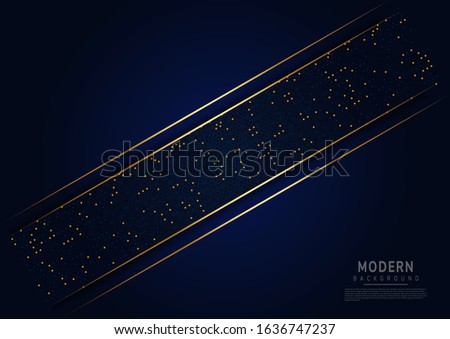 Modern template dark blue background line diagonal gold and dot with space for your text. Vector illustration