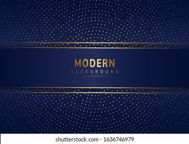 Modern template dark blue luxury premium background and dot gold with space for your text. Vector illustration