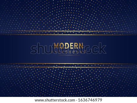 Modern template dark blue luxury premium background and dot gold with space for your text. Vector illustration