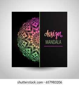 Modern template for design, bright Indian ornament Mandala. Can be used to print on the phone, to create a poster, tattoo, yoga Mat.