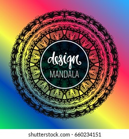 Modern template for design, bright Indian ornament Mandala. Can be used to print on the phone, to create a poster, tattoo, yoga Mat.