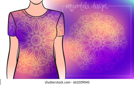 Modern template for design, bright Indian ornament Mandala. Can be used to print on the phone, to create a poster, tattoo, yoga Mat, t-shirt, clothing
