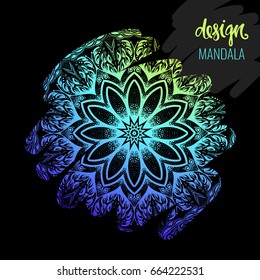 Modern template for design, bright Indian ornament Mandala. Can be used to print on the phone, to create a poster, tattoo, yoga Mat.