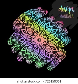 Modern template for design, bright Indian ornament Mandala. Can be used to print on the phone, to create a poster, tattoo, yoga Mat.