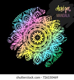 Modern template for design, bright Indian ornament Mandala. Can be used to print on the phone, to create a poster, tattoo, yoga Mat.