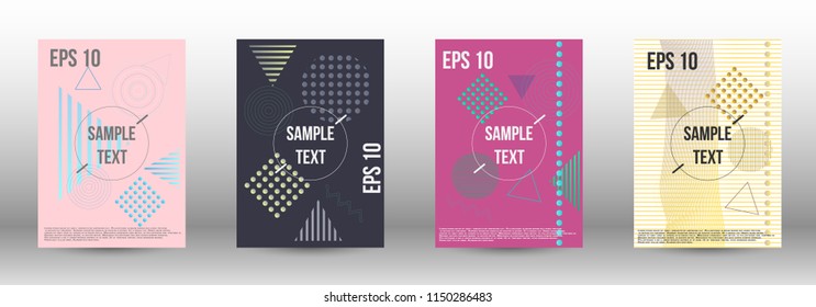 A modern template for the design of the cover. Creative fluid backgrounds with memphis elements for creating a fashionable abstract cover, banner, poster, brochure. Vector illustration. EPS 10.