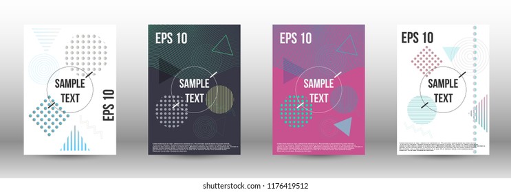 A modern template for the design of the cover. Creative fluid backgrounds with memphis elements for creating a fashionable abstract cover, banner, poster, brochure. Vector illustration. EPS 10.