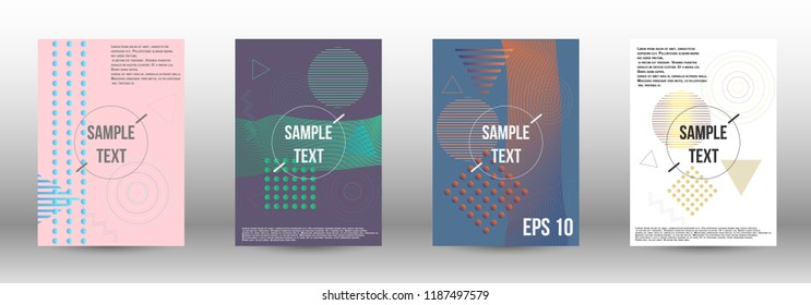 A modern template for the design of the cover. Creative fluid backgrounds with memphis elements for creating a fashionable abstract cover, banner, poster, brochure. Vector illustration. EPS 10.