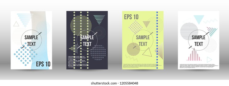 A modern template for the design of the cover. Creative fluid backgrounds with memphis elements for creating a fashionable abstract cover, banner, poster, brochure. Vector illustration. EPS 10.