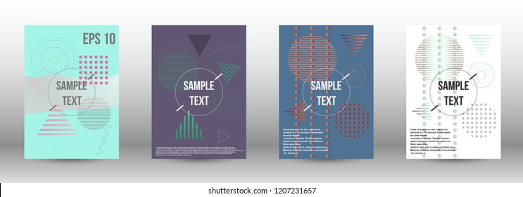 A modern template for the design of the cover. Creative fluid backgrounds with memphis elements for creating a fashionable abstract cover, banner, poster, brochure. Vector illustration. EPS 10.